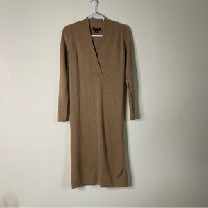 Club Monaco Womens brown cross front 100% wool long sleeve sweater mid dress XS